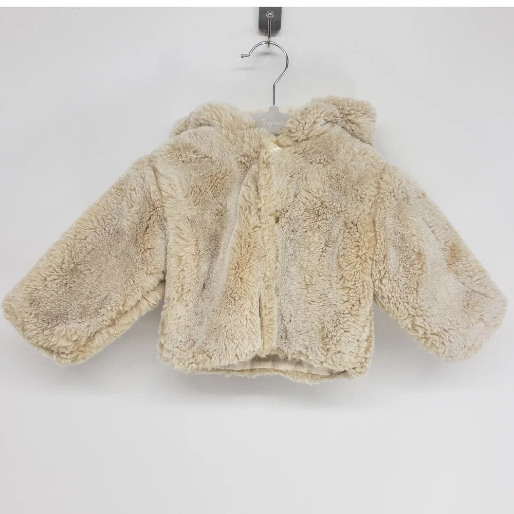 Tartine et Chocolat Faux Fur Hooded Jacket Kids 1 Year Beige Luxury Coat